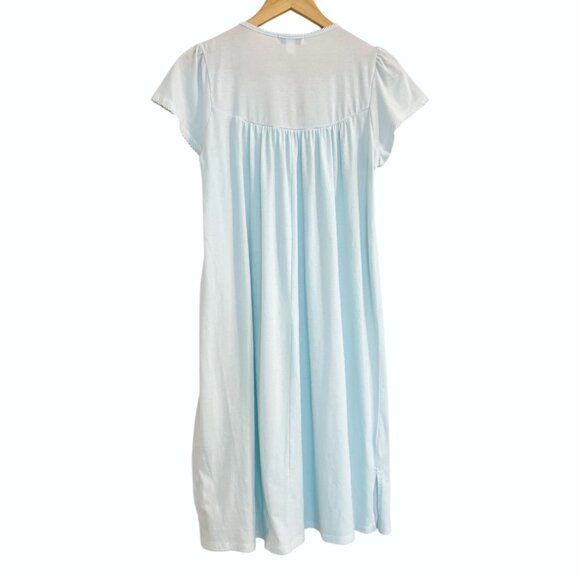 Miss Elaine Short Nightgown Women's Size Small Lightweight Cap Sleeves Blue Aqua - Picture 2 of 10